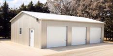 30x40x9 Metal Garage 3 Car Detached Side Wall Desert Sand